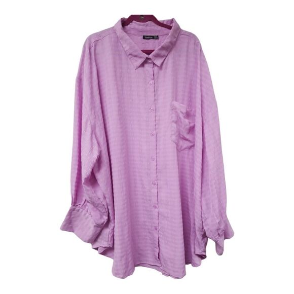 Boohoo Long Sleeve Purple Blouse Size 24 - Picture 1 of 7